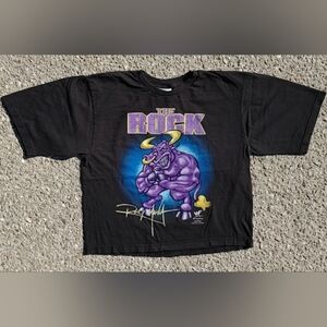 Vtg 1998 WWF The Rock Kids T-Shirt Youth XL Brahma Bull Attitude Era 90s